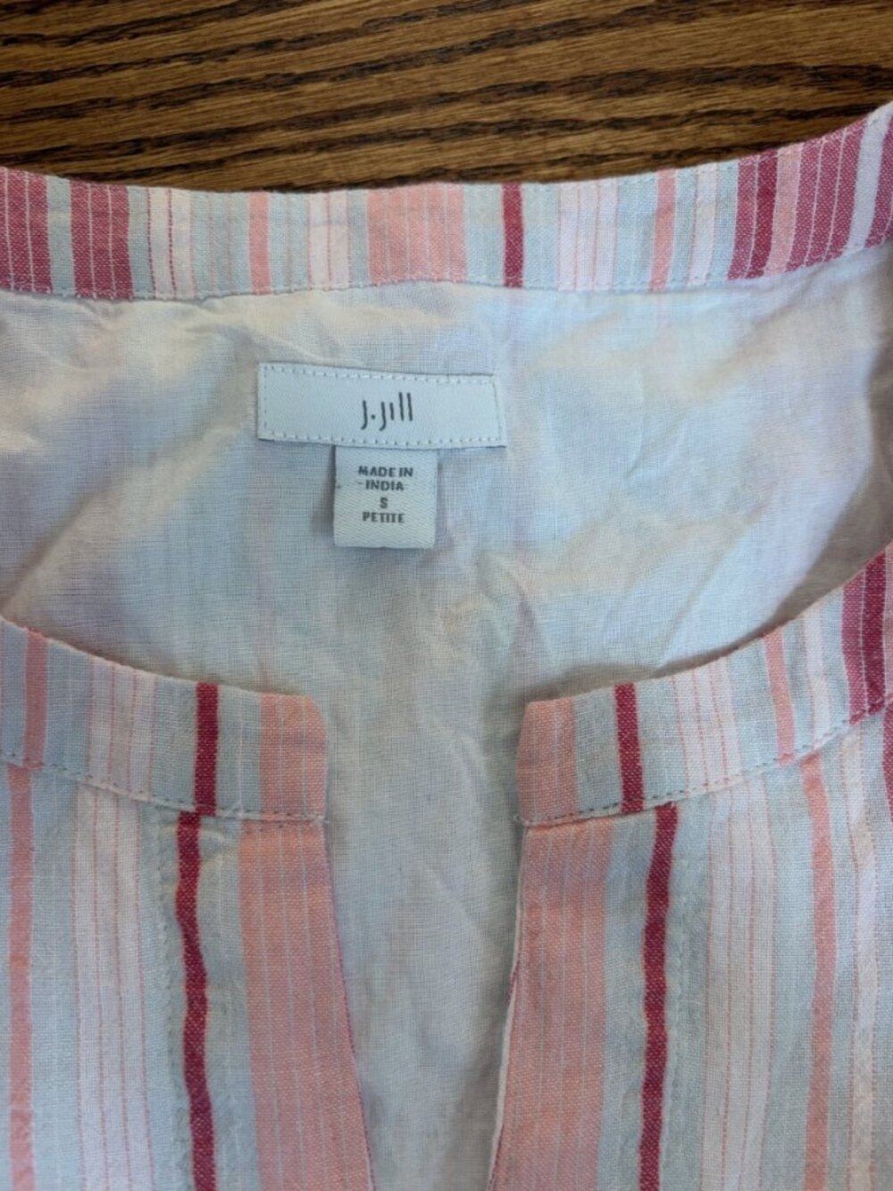 J. Jill Ibiza Maxi Dress Small Petite Sleeveless Tiered Boho Pink Striped V-Neck - Picture 5 of 9